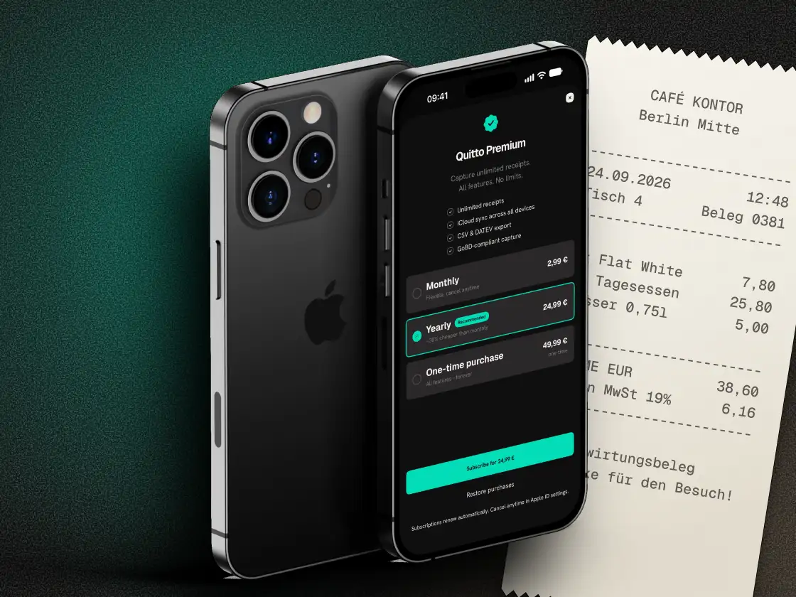 Quitto on an iPhone: the price picker with monthly, yearly and one-time.